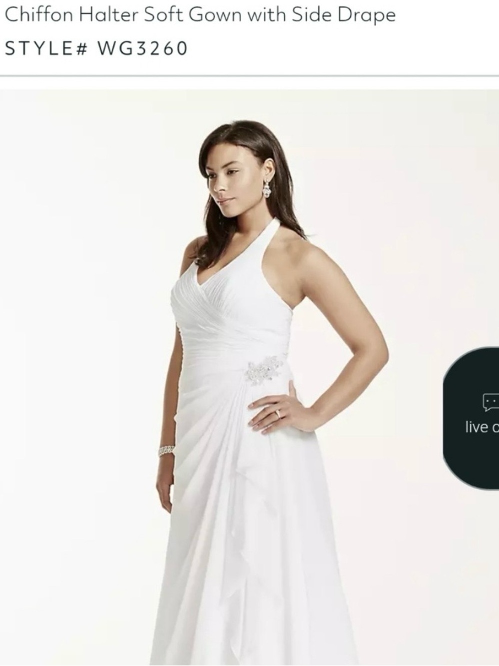 David's Bridal Diamond White Halter Neck Wedding Gown Size 18W Style 9WG 3260 - Picture 6 of 9